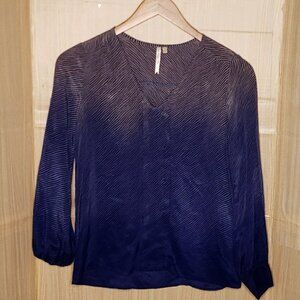 Petticoat Alley Womens Silk Ombre Striped Blouse XS